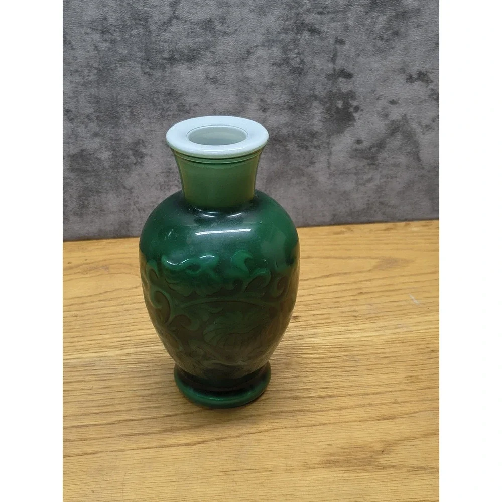 Avon Vase Vintage Jade Green Cased Glass  Spring Bouquet Fragranced